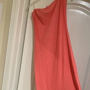 long pink strapless maxi dress